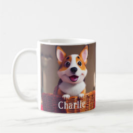 Caneca De Café Cachorro de Corgi Adorável com Nome Personalizado 