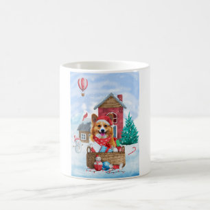 Caneca De Café Cachorro De Corgi Na Casa De Cachorro De Natal Da