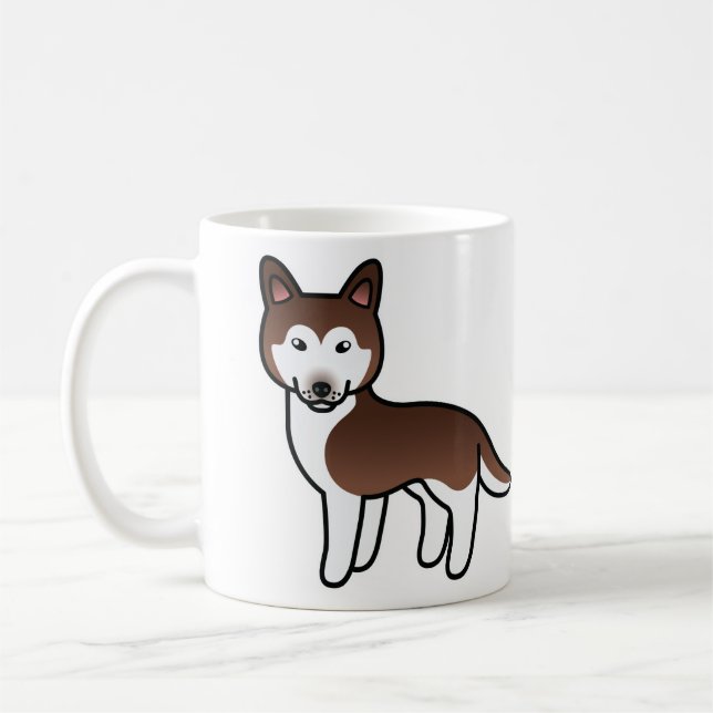 Caneca De Café Cachorro de desenho animado Copper Siberian Husky (Esquerda)