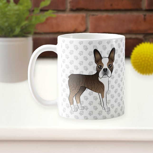 Caneca De Café Cachorro de desenho animado fofo do Boston Terrier (Criador carregado)