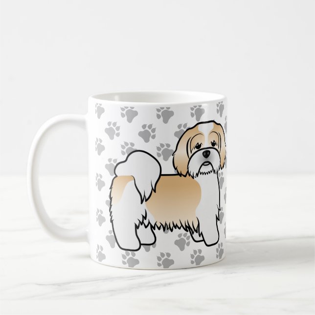 Caneca De Café Cachorro De Desenho Animado Fofo Lhasa Apso Dourad (Esquerda)