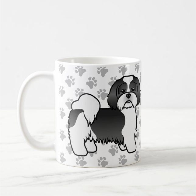 Caneca De Café Cachorro De Desenho Animado Fofo Lhasa Apso Preto  (Esquerda)
