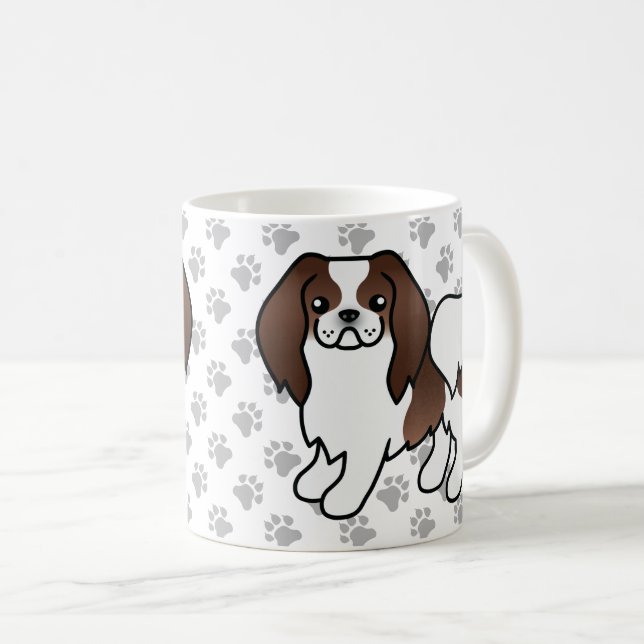 Caneca De Café Cachorro de desenho animado japonês Chin marrom e  (Frente Esquerda)