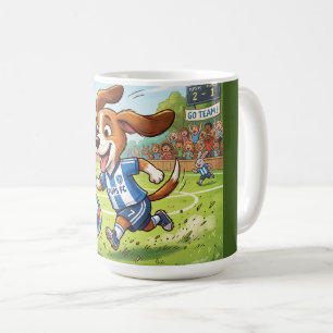 Caneca De Café Cachorro de Desenho Animado Jogando Futebol