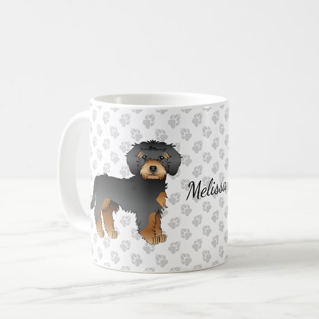 Caneca De Café Cachorro De Desenho Animado Mini Goldendoodle Pret (Frente Esquerda)