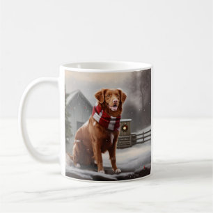 Caneca De Café Cachorro de Duck Toller na Nova Escócia no Natal d