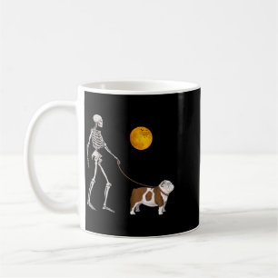 Caneca De Café Cachorro de Esqueleto de Bulldog Inglês Andando no