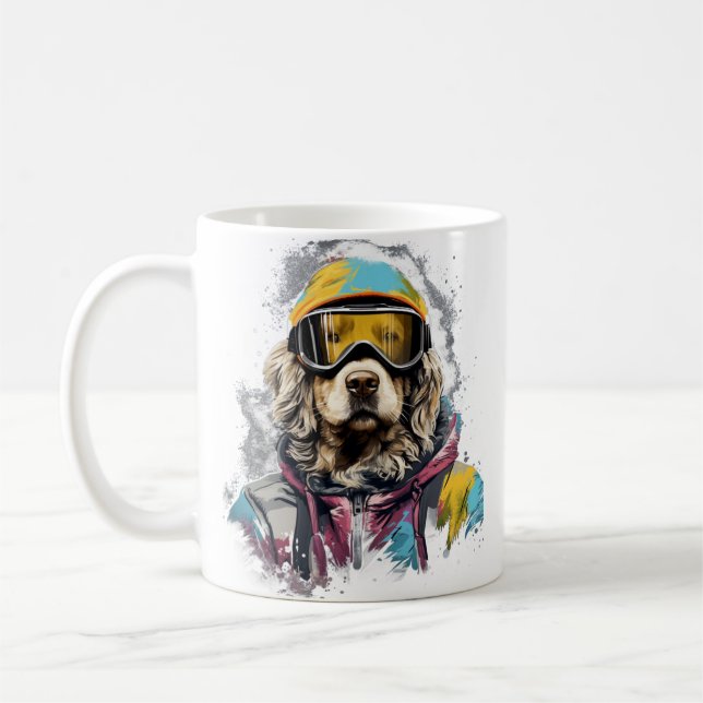 Caneca De Café Cachorro de Esqui em Óculos de Esqui  6 (Esquerda)