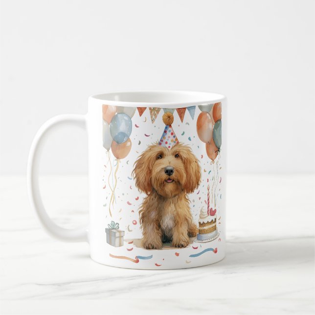 Caneca De Café Cachorro de Goldendoodle de Aniversário (Esquerda)