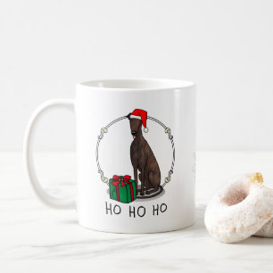 Caneca De Café Cachorro de Greyhound Santa Hat (brindle) de Natal