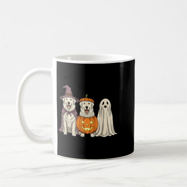 Caneca De Café Cachorro de Halloween de Abóbora Great Pyrenees Fa (Esquerda)