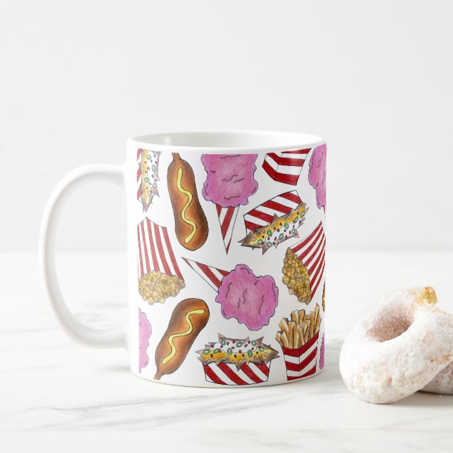 Caneca De Café Cachorro de Milho Nacho Fries Cotton Candy Carniva (Com Donut)