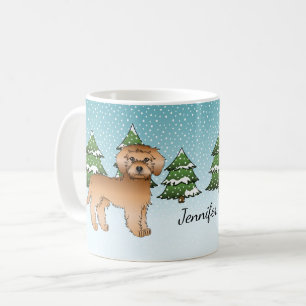 Caneca De Café Cachorro De Mini Goldendoodle Apricot Numa Florest