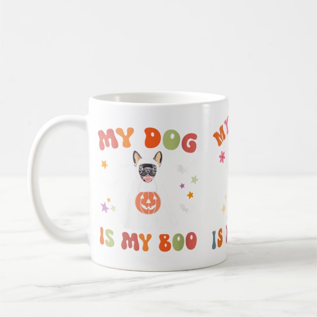Caneca De Café Cachorro de Mulheres é Boo_ Fofo Groovy Assustador (Esquerda)