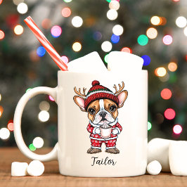 Caneca De Café Cachorro de Natal Bonito e Francês