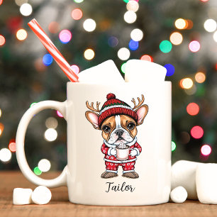 Caneca De Café Cachorro de Natal Bonito e Francês