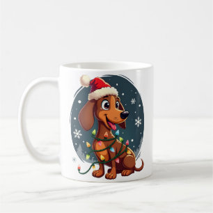 Caneca De Café Cachorro de Natal Dachshund Papai Noel Xmas Wiener
