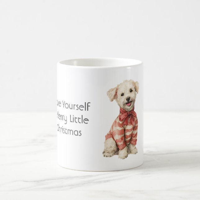 Caneca De Café Cachorro de Natal de Suéter Vermelho Branco (Centro)