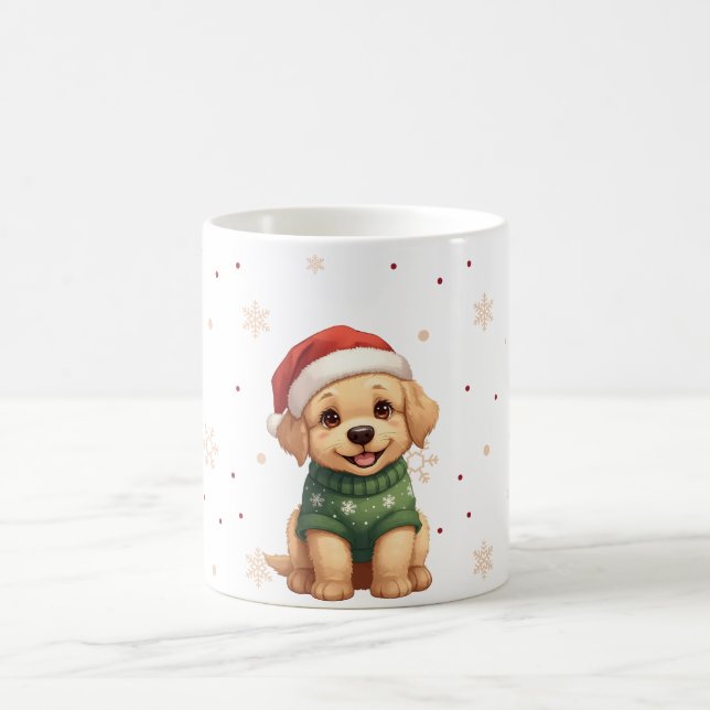 Caneca De Café Cachorro de Natal Kawaii Fofo - Design de Natal de (Centro)