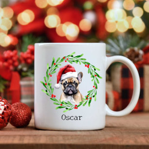 Caneca De Café Cachorro de Natal Tan Frenchie - Pet Francês Buldo