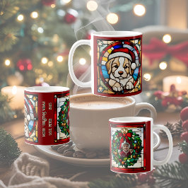 Caneca De Café Cachorro de Natal Vidro Pintado Falso