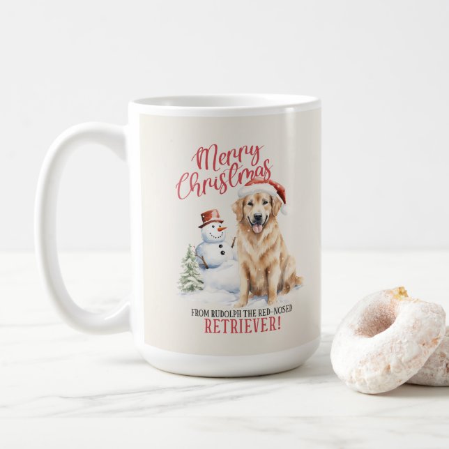 Caneca De Café Cachorro de ouro Cachorro de Natal Pun (Com Donut)