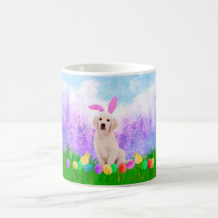 Caneca De Café Cachorro de ouro com Pintinhos de coelhinhos de ov