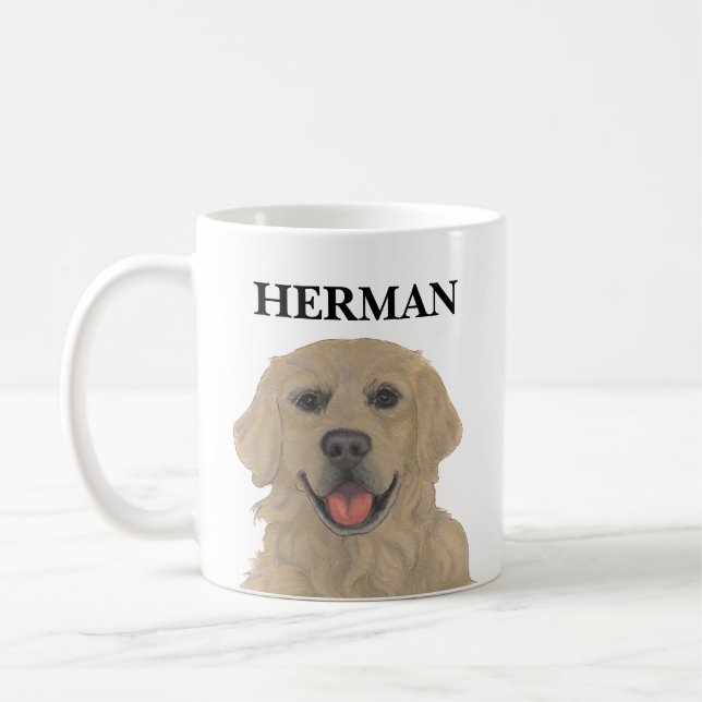 Caneca De Café Cachorro de Ouro Personalizado (Esquerda)