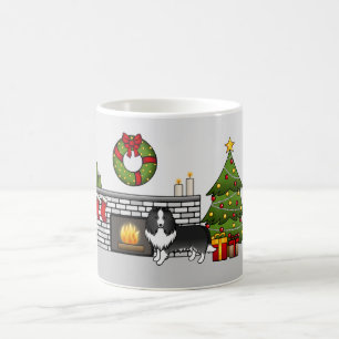 Caneca De Café Cachorro De Ovino Bi-Black Shetland Numa Sala De N