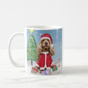 Caneca De Café Cachorro de Panela na Neve com presentes de Natal