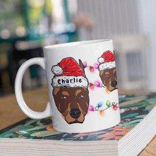 Caneca De Café Cachorro de Papai Noel de Cabeça de Natal Personal