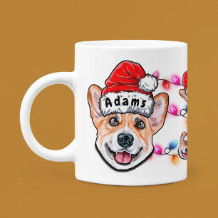 Caneca De Café Cachorro de Papai Noel de Cabeça de Natal Personal