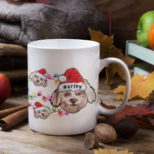 Caneca De Café Cachorro de Papai Noel de Natal Maltês
