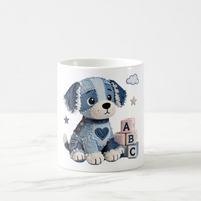 Caneca De Café Cachorro de Patchwork de Denim (Centro)