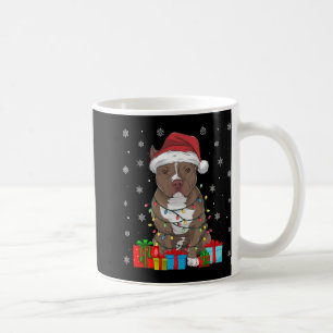 Caneca De Café Cachorro de Pitbull Ugly Xmas Luz Santa Hat Cachor
