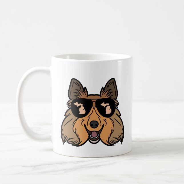 Caneca De Café Cachorro de Shetland de Michigan Usando Óculos de  (Esquerda)