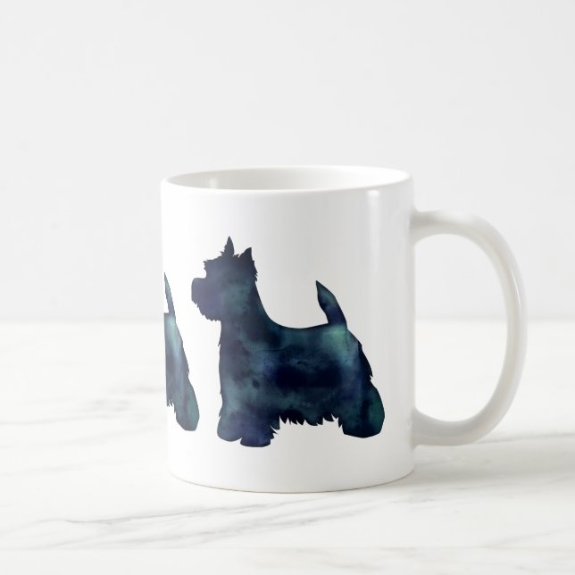 Caneca De Café Cachorro de Silhueta de Água Negra (Direita)