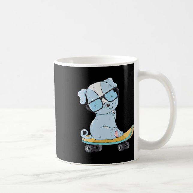Caneca De Café Cachorro de skate cachorrinho engraçado skateboard (Direita)