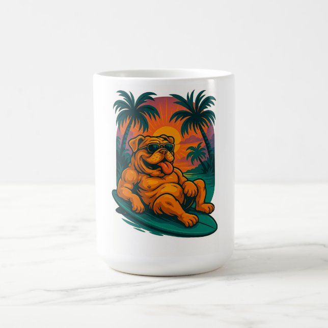 Caneca De Café Cachorro de Verão sem fim - Surf retrô (Centro)