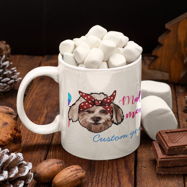 Caneca De Café Cachorro Dia de as mães Mágico Maltês Personalizad (Criador carregado)