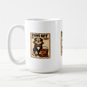 Caneca De Café Cachorro disfarçado de vampiro guardando doces de 