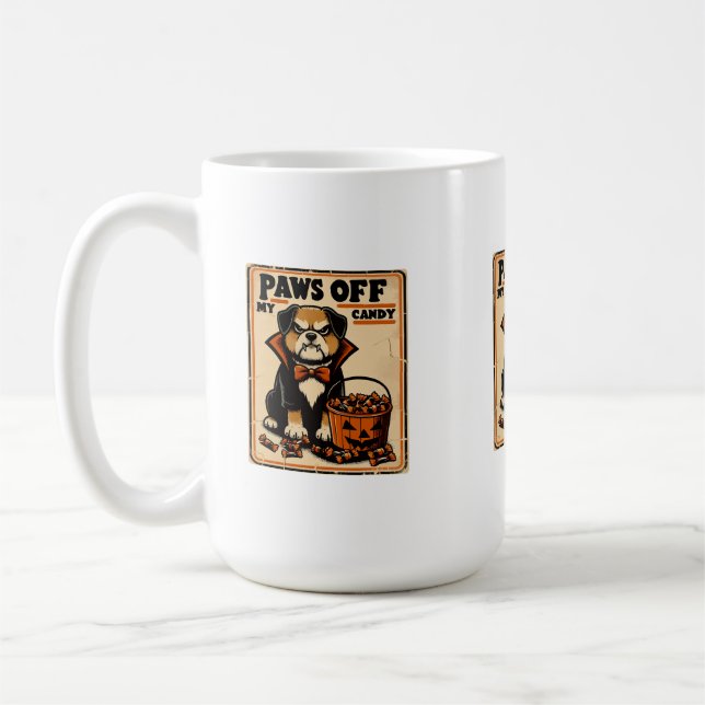 Caneca De Café Cachorro disfarçado de vampiro guardando doces de  (Esquerda)