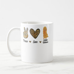 Caneca De Café Cachorro do Ouro do Peace Love Retriever Leopardo