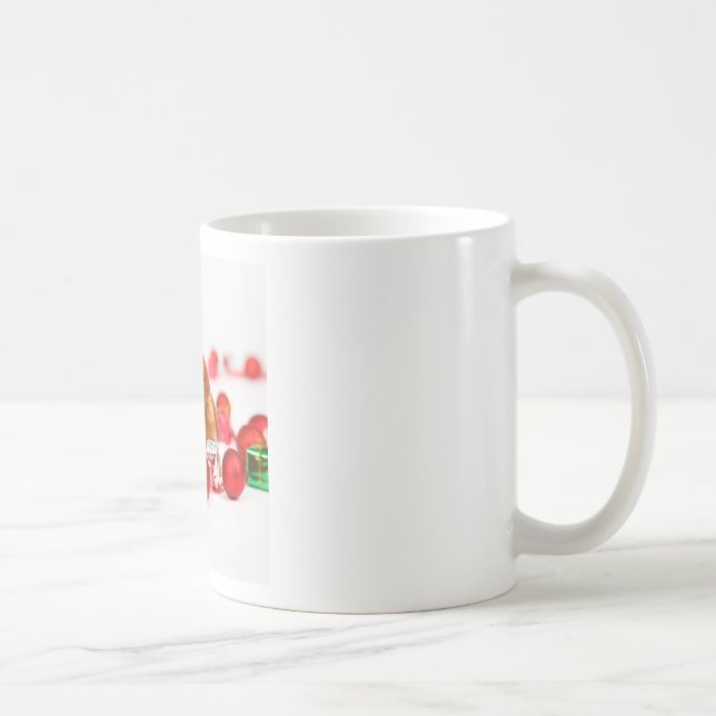 Caneca De Café Cachorro do ouro W Red Santa Hat Natal (Direita)