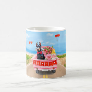 Caneca De Café Cachorro Doberman Caminhão de Dia dos Namorados Co