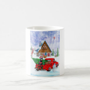 Caneca De Café Cachorro Doberman Na Neve Dos Caminhões De Natal