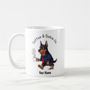 Caneca De Café Cachorro Doberman Pinscher engraçado terno de negó
