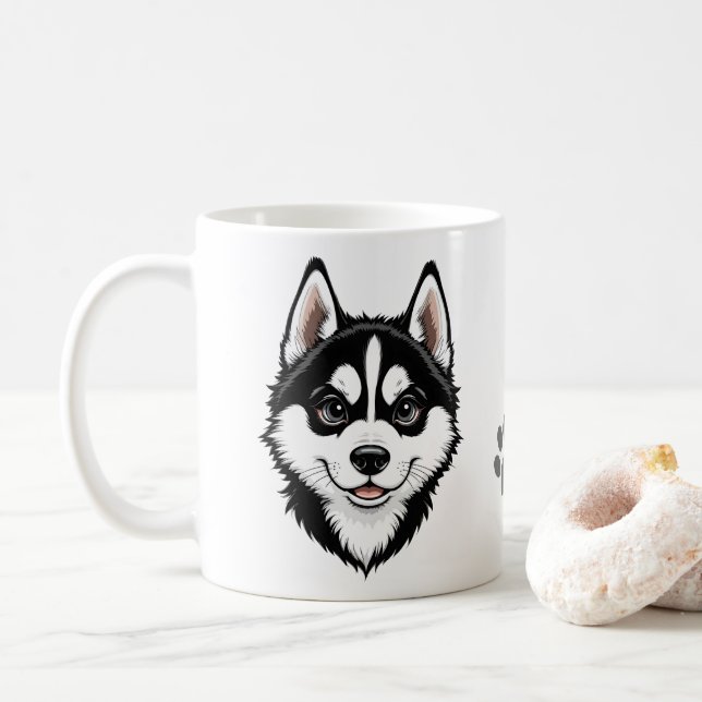 Caneca De Café Cachorro doce de Husky Siberiano (Com Donut)