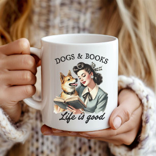 Caneca De Café Cachorro e Livro Amam Café Mug