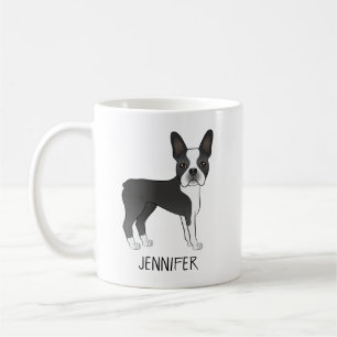 Caneca De Café Cachorro e Nome do Cartoon Black and White Boston